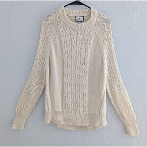 Tuckernuck Charles Mixed Cable Knit Sweater Women's Sz Small Cream Wool Pullover